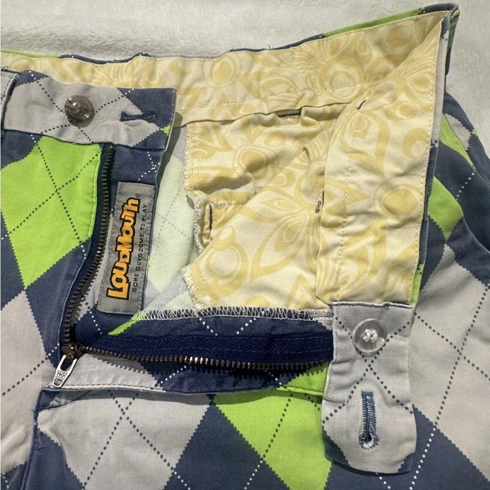 Loudmouth Mens Golf Argyle Shorts. 36 with Blue and Green